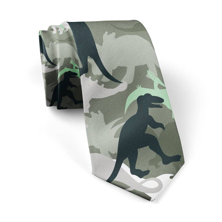Dinosaurs Camouflage Necktie for wholesale by Mama's Boy Designer Neck- and Bowties