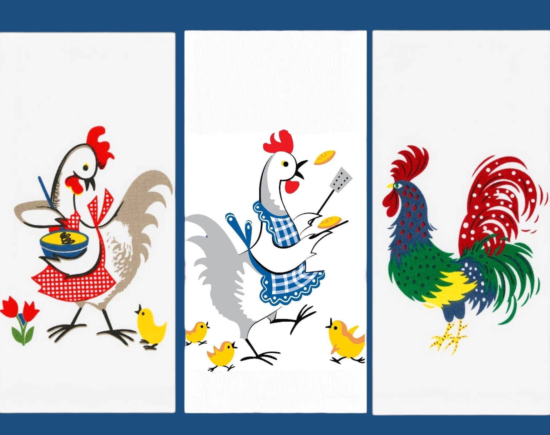 Red and White Kitchen Company - Wholesale Tea Towel - Kitchen Chicken Retro Flour Sack Kitchen Towel2