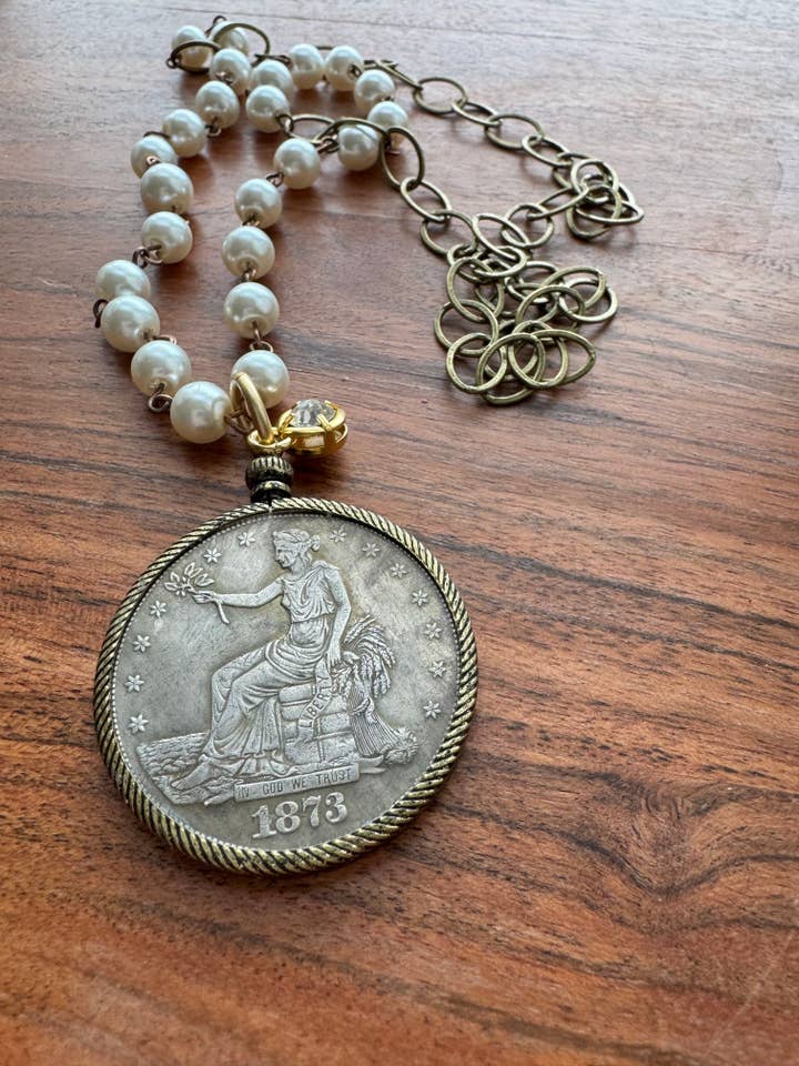 Heirloom Pearl Coin Necklace for wholesale by Loulu Designs