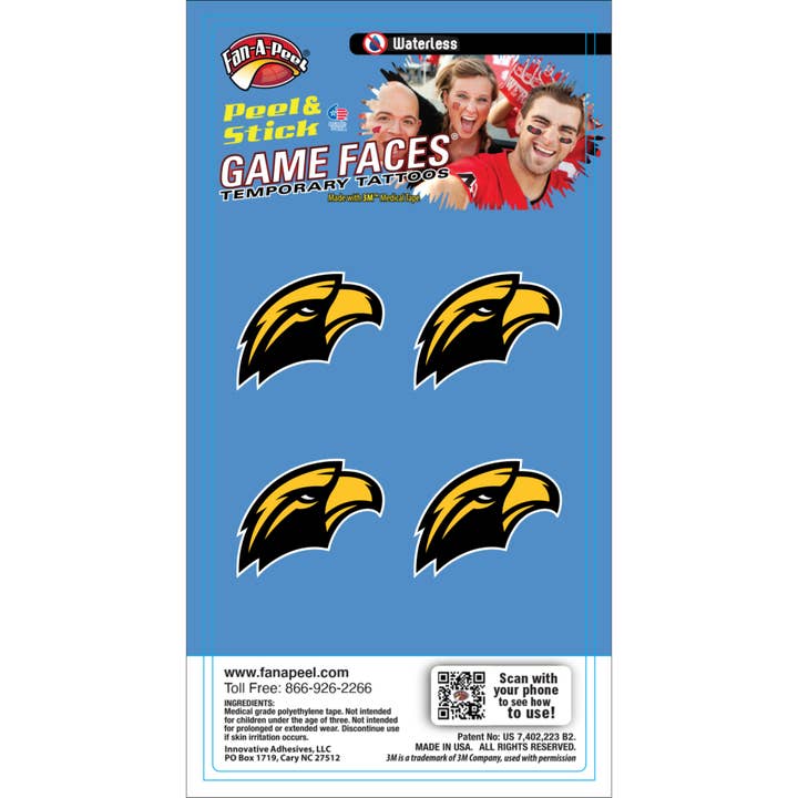 Tatuajes temporales de Southern Mississippi Game Faces® para venta al por mayor de Fanapeel / Gamefaces