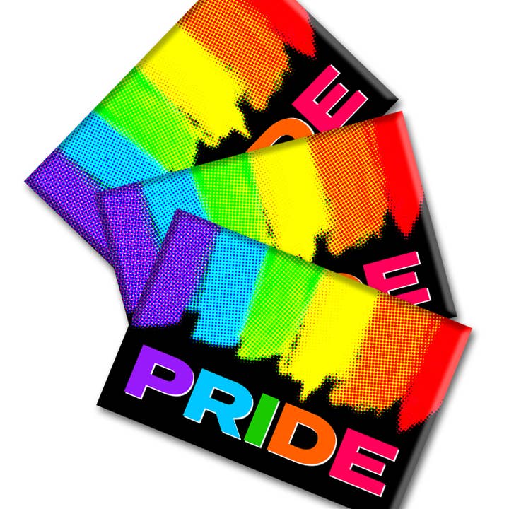 Magnete gay Queer Pride (duro) per la vendita all'ingrosso da parte di Peachy Kings / Kweer Cards