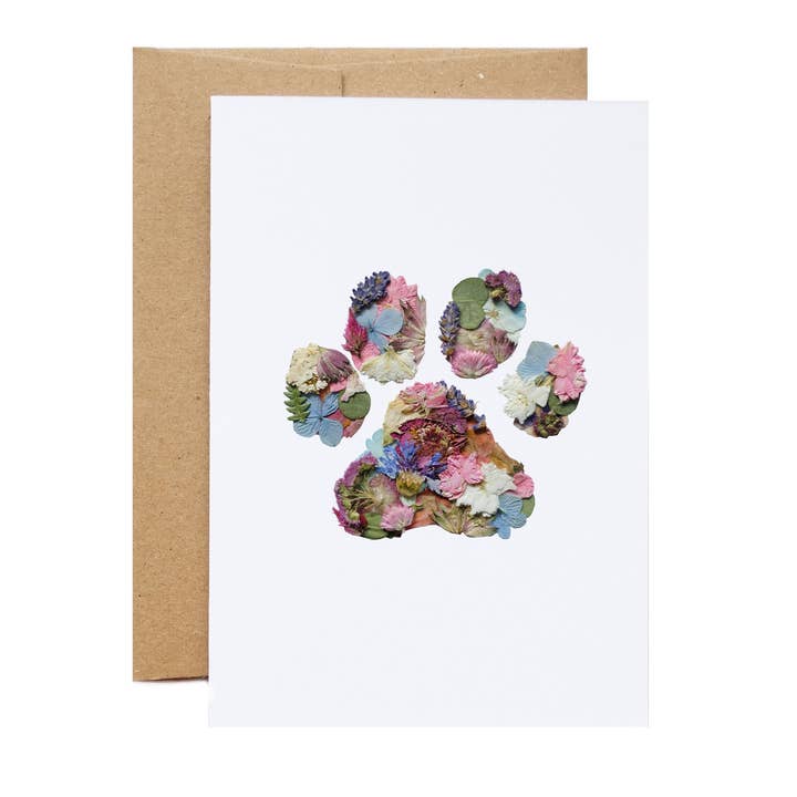 Paw Print Pressed Flowers, Pet Card for wholesale by Seek & Bloom Creative Co.