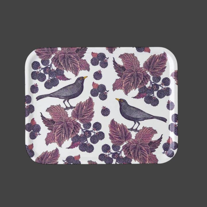 Tin Treats – wholesale Decorative tray – TR24284340 - Thornback & Peel - Blackbird & Bramble Tray