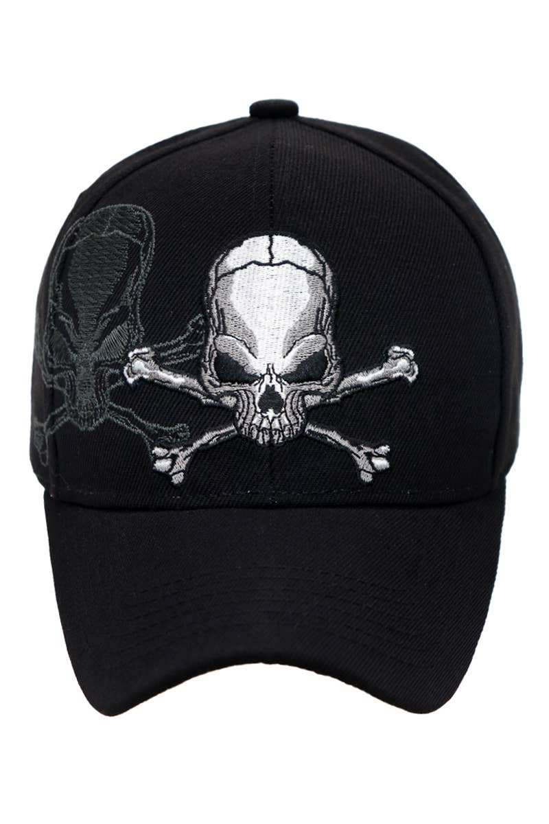 Cap Zone - Wholesale Baseball Cap - Unisex - Rebel Biker Skull Embroidered Baseball Cap1