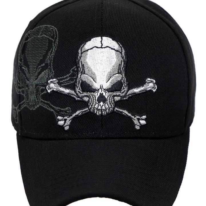 Cap Zone - Wholesale Baseball Cap - Unisex - Rebel Biker Skull Embroidered Baseball Cap1