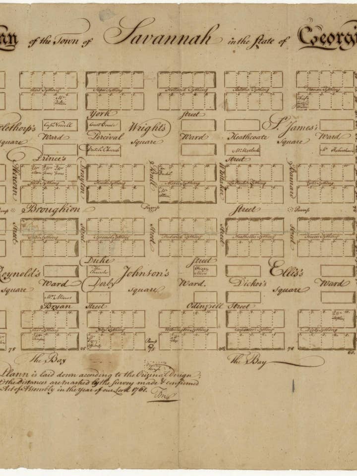 Um Plano da Cidade de Savannah no Estado da Geórgia 1761 por atacado de Relic Map Co.