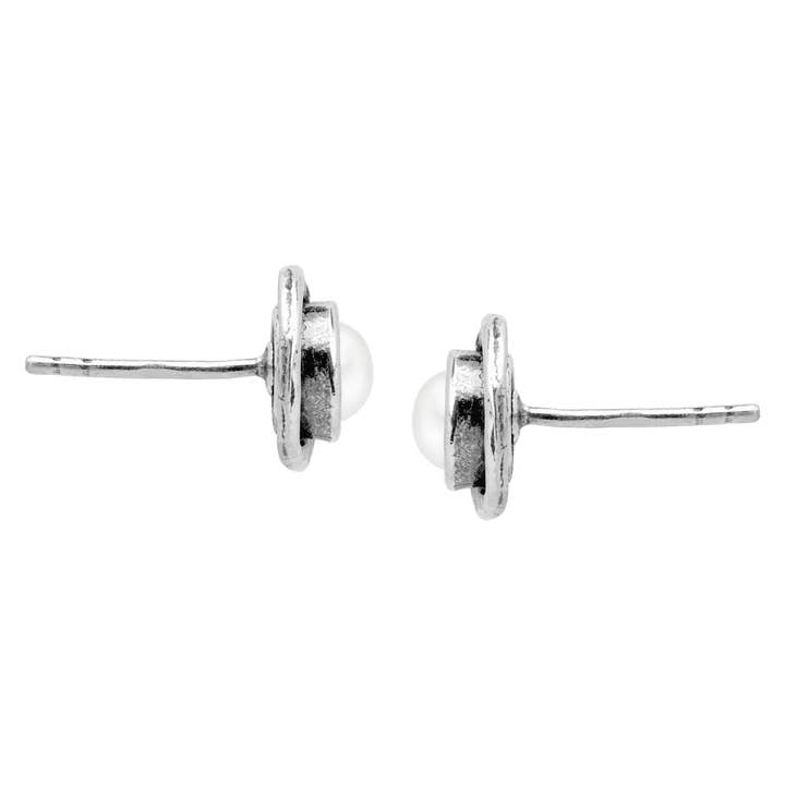 White Silpada 'Lunula' 4.5-5 mm Freshwater Pearl Stud Earrings in for wholesale on Faire