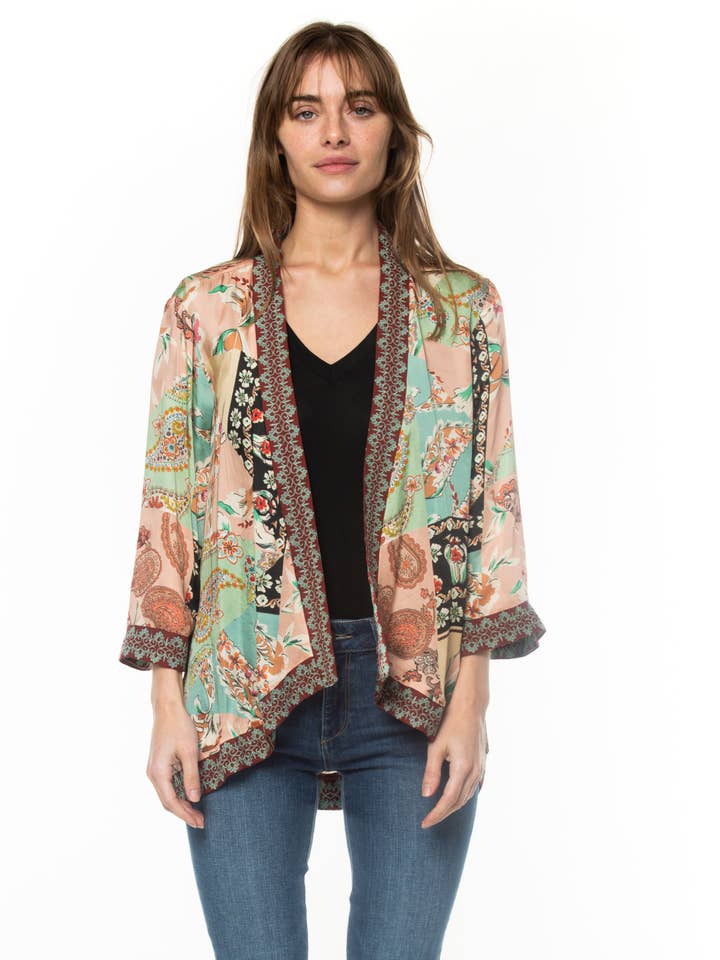 KIMONO CON RICAMO MINT KARMA per la vendita all'ingrosso da parte di Tolani