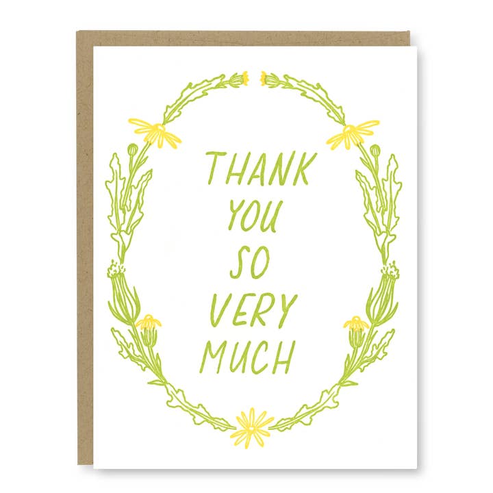 Carte de remerciement Dandelion | Carte de remerciement Letterpress pour la vente par Kindred Letterpress