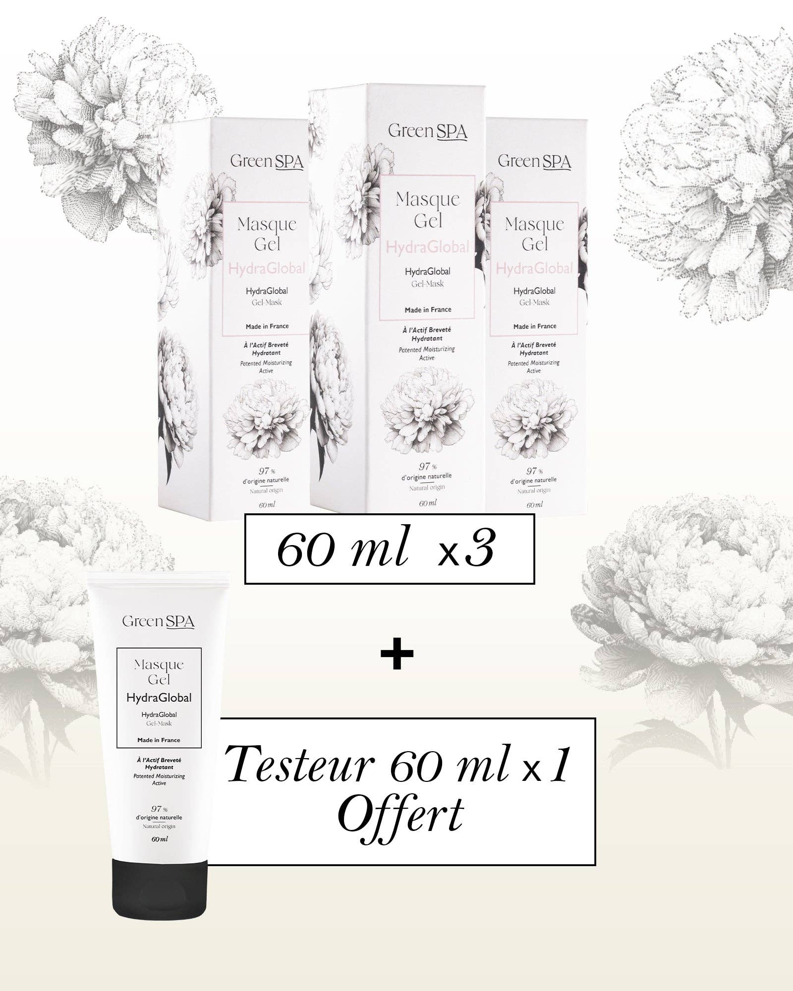 Green Spa - Vendita all'ingrosso Maschera viso - Maschera-Gel HydraGlobal3