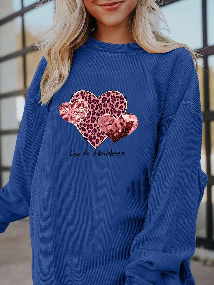 Valentine’s Day Leopard Heart Love Graphic Sweatshirt for wholesale by Lovesoft