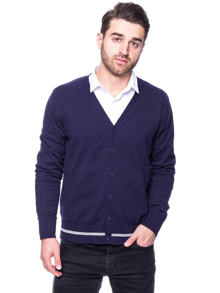 Cardigan 100% coton - Bleu marine pour la vente par Tocco Reale