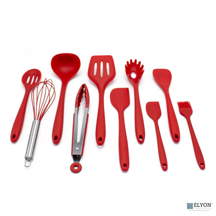 Elyon Tableware® - Wholesale Kitchen Utensil Set - Silicone Kitchen Cooking Utensils Set 10 Piece Red & Black4