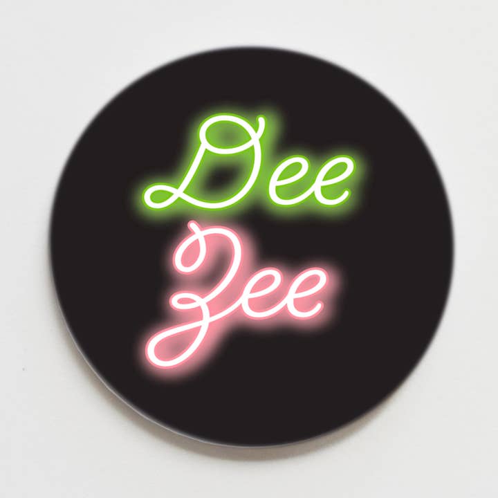 Delta Zeta Neon Greek Button - 2.25 inch for wholesale by Good Vibez Collegiate