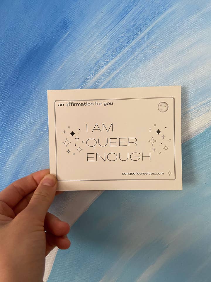 I Am Queer Enough Affirmation-vykort för wholesale av Songs of Ourselves