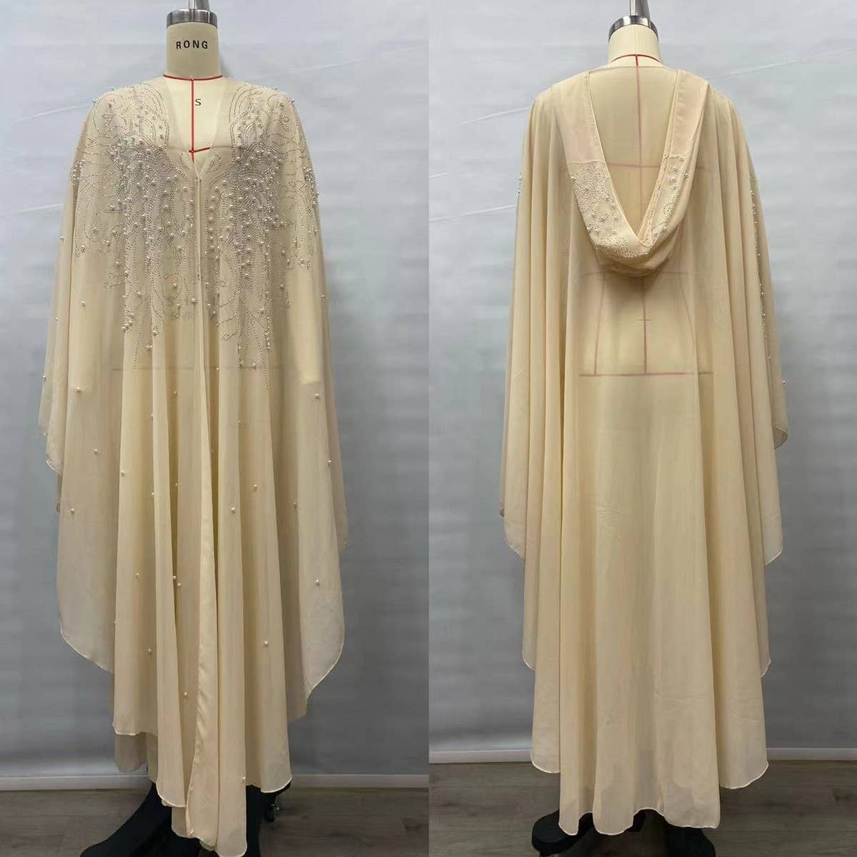 ACCITY - Wholesale Cape - Women's - African Beaded Long Robe Muslim Cape Hooded Dress_CWMM61381