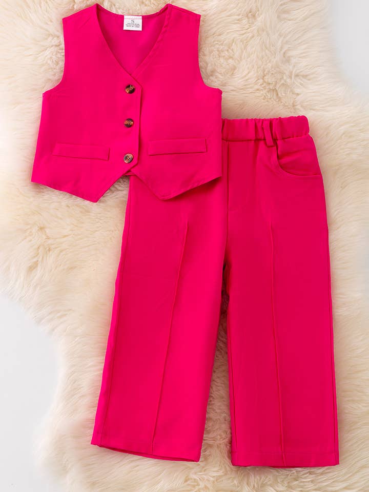 Kids Charm Online - Wholesale Clothing Set - Baby - Fuschia fashion vest and pants set. OFG42726 JEANN