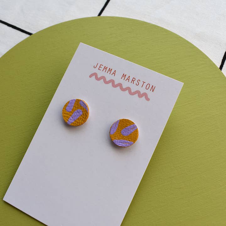 Jemma Marston - Wholesale Stud/Post Earrings - Colour Mini Leather Painted Stud Earrings4