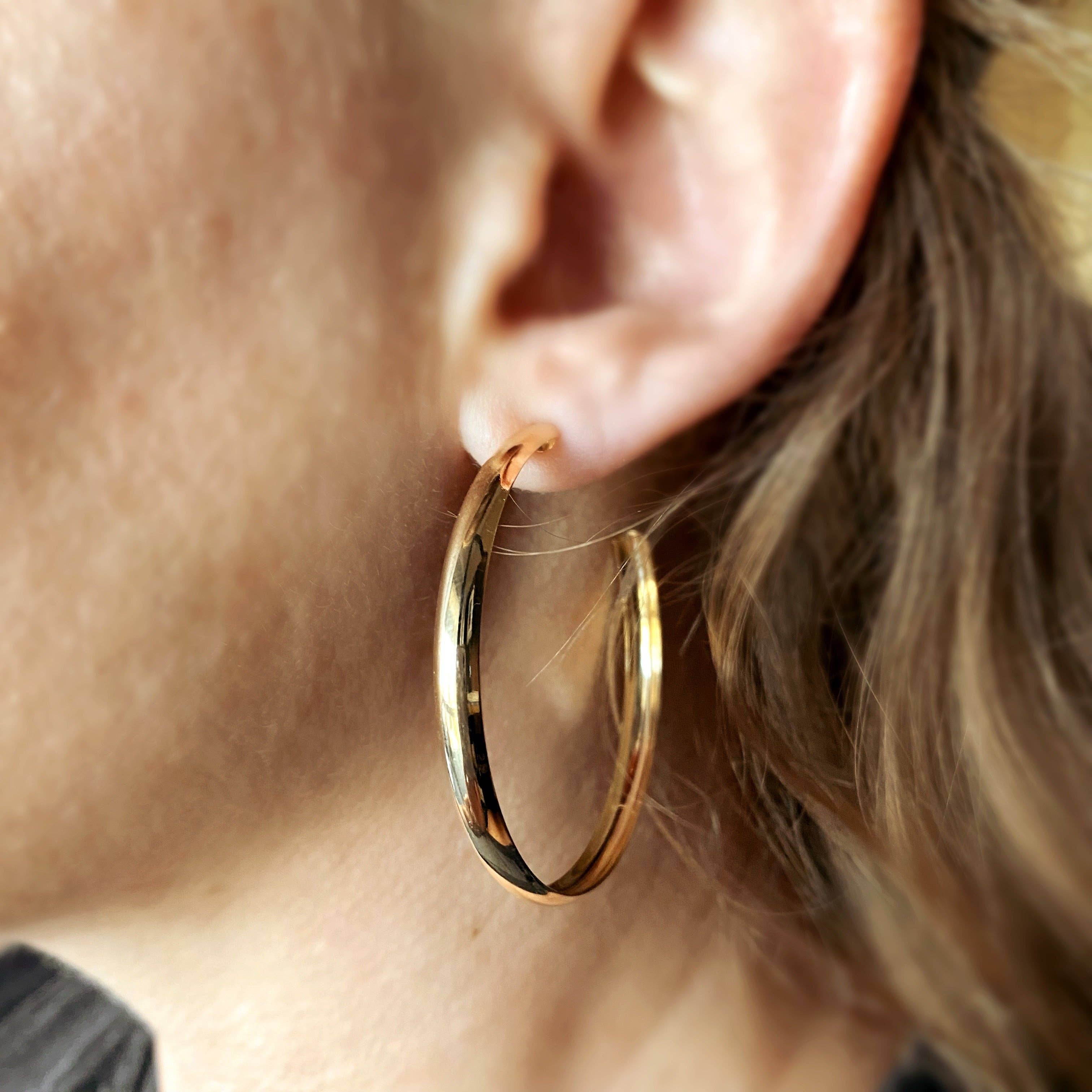 GoldFi - Wholesale Hoop Earrings - 18k Gold Filled 50mm Hollow C-Hoop Earrings1