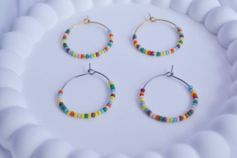 Linati Studio - Wholesale Hoop Earrings - Creoles with Pearls - Rainbow Boho2