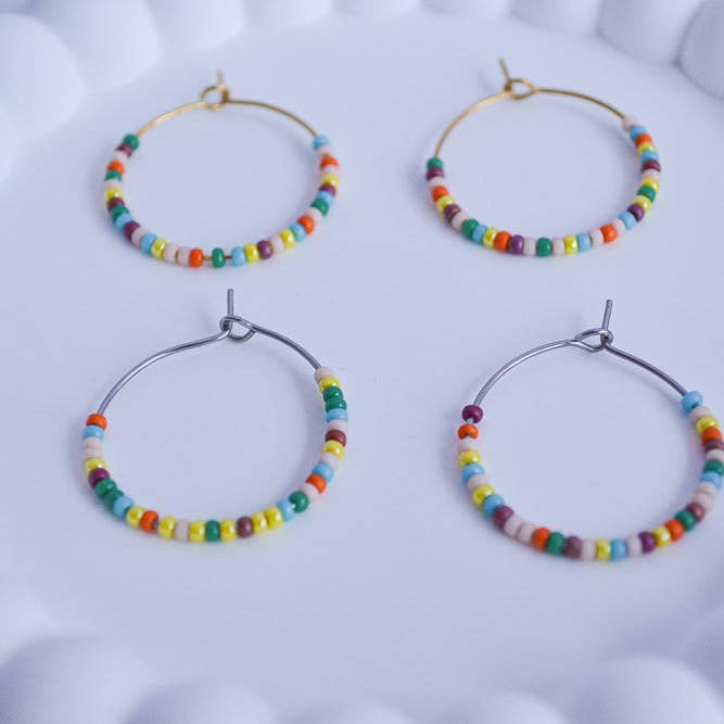 Linati Studio - Wholesale Hoop Earrings - Creoles with Pearls - Rainbow Boho2