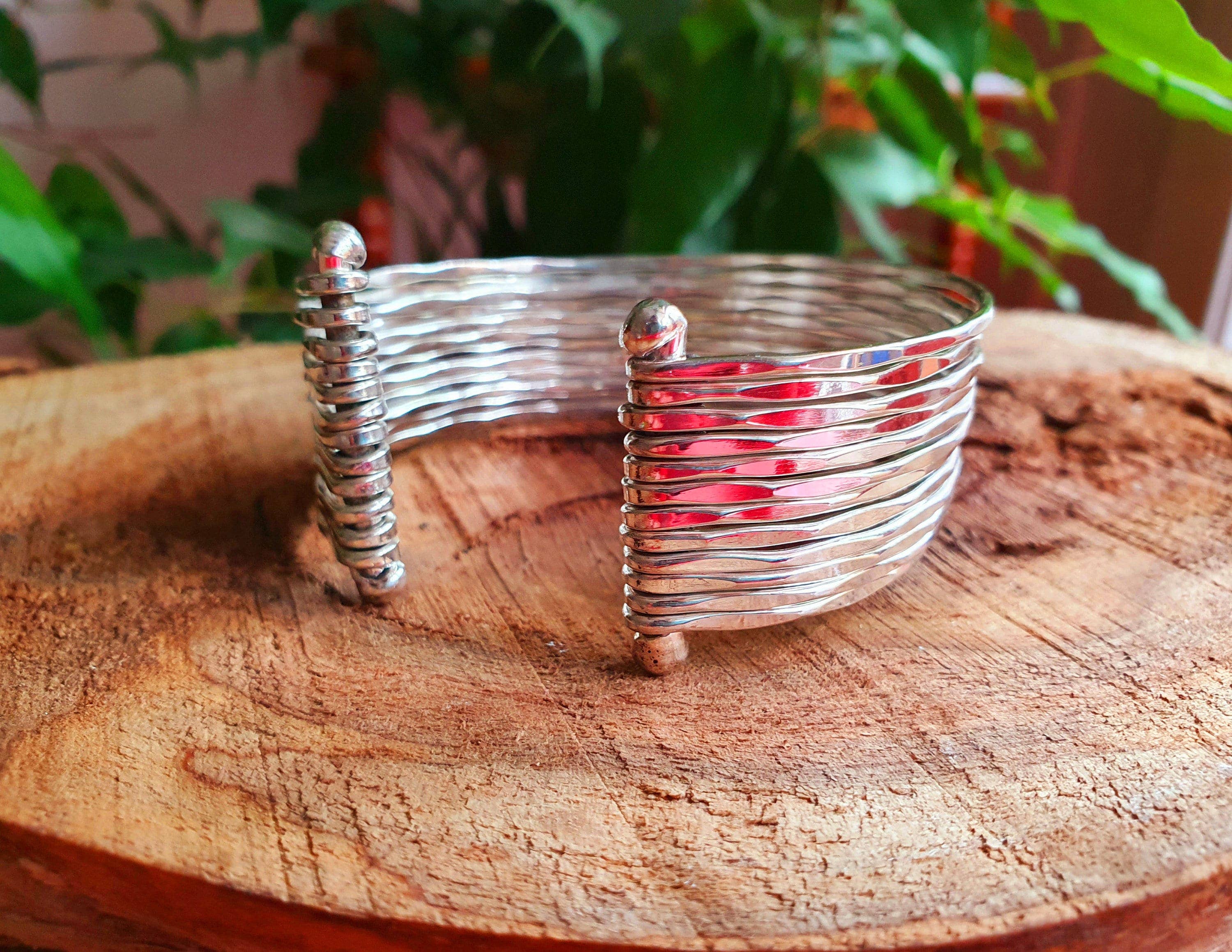 Kaali Boutique - Wholesale Cuff Bracelet - Textured Silver Cuff Bracelet / Boho / Ethnic / Rustic / Bohemian / Hippie / Gypsy / Jewellery / Adjustable3