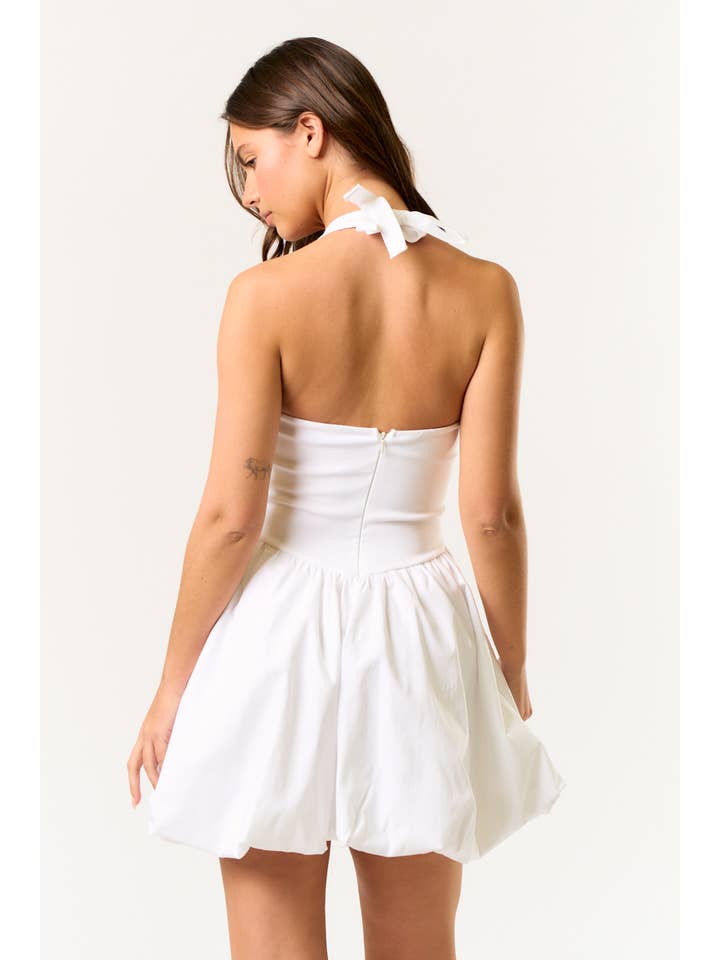 Blue Blush - Wholesale Dress - Women's - BD25753 MINI HALTER BUBBLE HEM DRESS