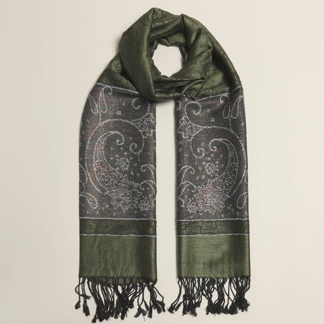 Fashion City - Wholesale Scarf - Women's - Lurex Paisley Pashmina Shawl Scarf Wrap 2