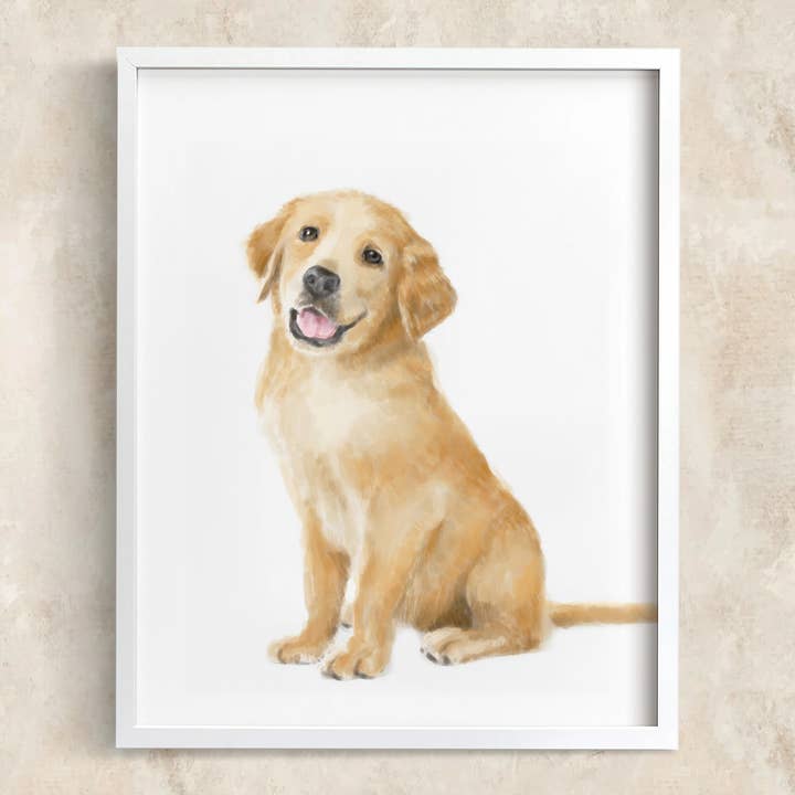 Gift for Dog Mom | Golden Retriever Puppy Dog Art Print for wholesale by Triple Studio