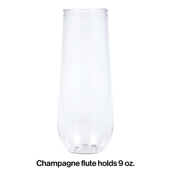 Bulk Party Decor - Wholesale Champagne Flute - Clear 9 oz Plastic Stemless Champagne Flutes, 4/Pkg1
