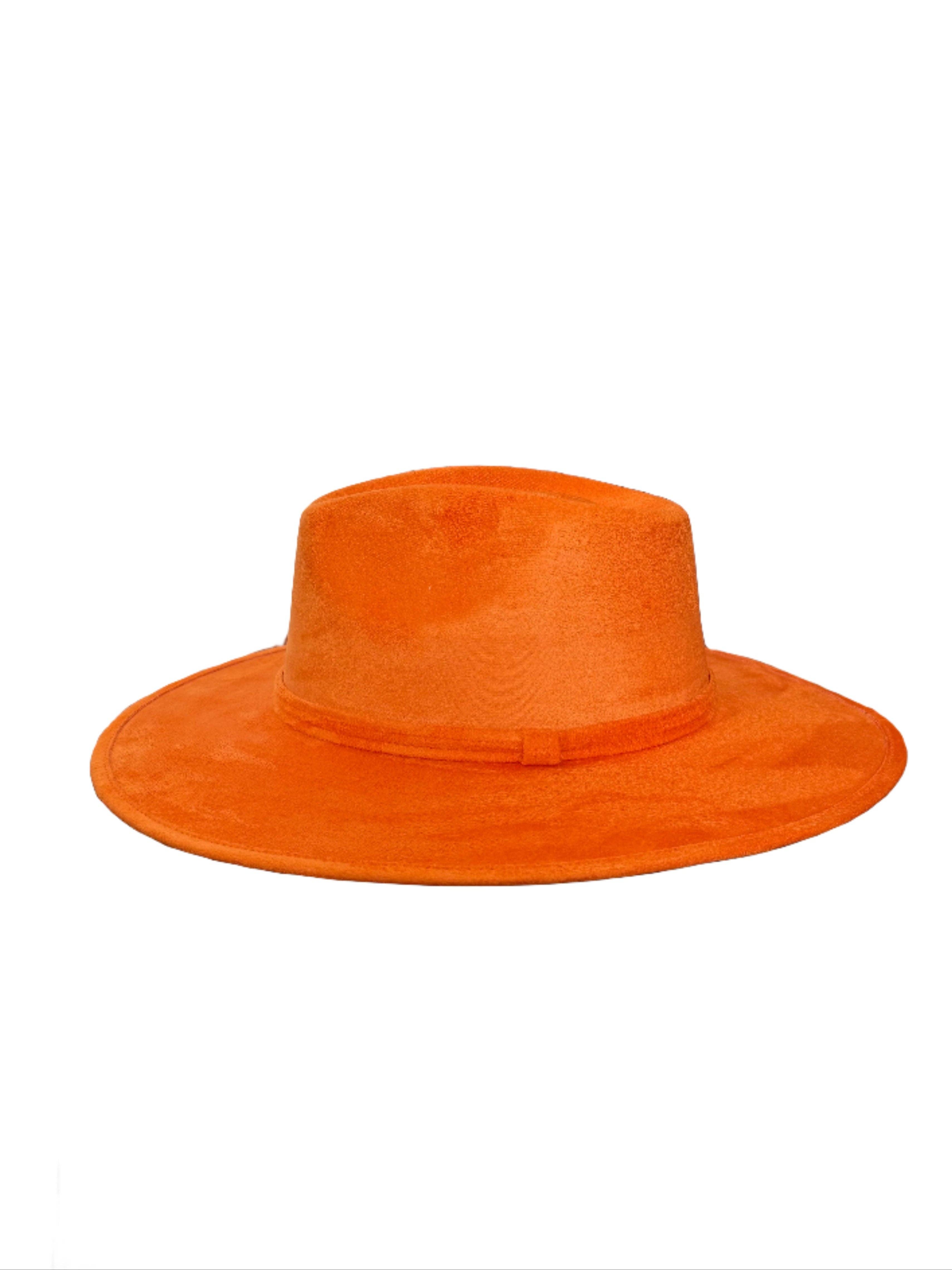 Wilder and Soul Wholesale Hats - Wholesale Fedora - Women's - Vegan Suede Rancher Hat - Bright Orange2