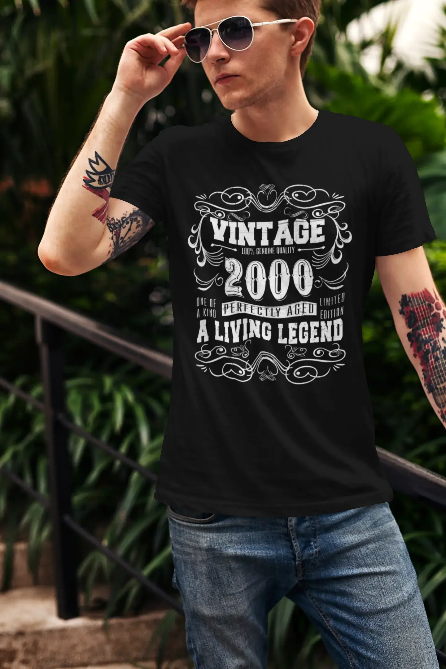 Black ULTRABASIC Men's T-Shirt Vintage 2000 Perfectly Aged - 20th Birthday Gift Tee Shirt for wholesale on Faire1