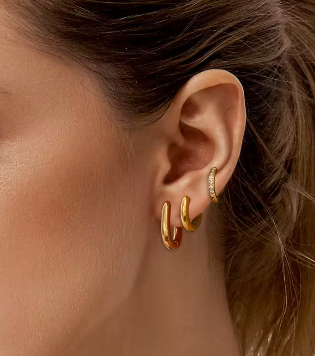 HoopLa - Wholesale Jewelry Set - Triple Hoop Earring Stack- Set- Waterproof- 18K Gold- PVD1