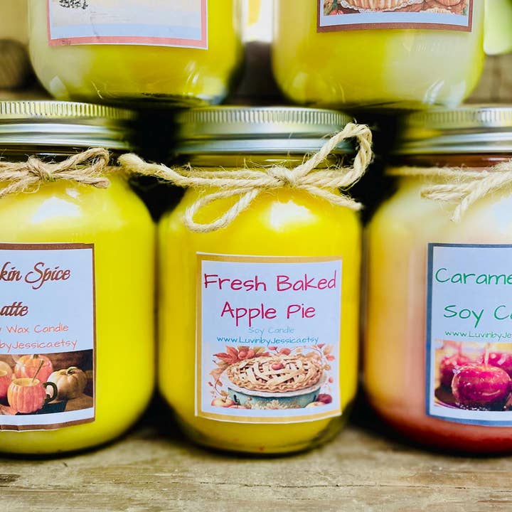 Sojalys i glas - Vælg din duft - Håndhældt #10 for engroshandel hos LuvinbyJessica.etsy.com