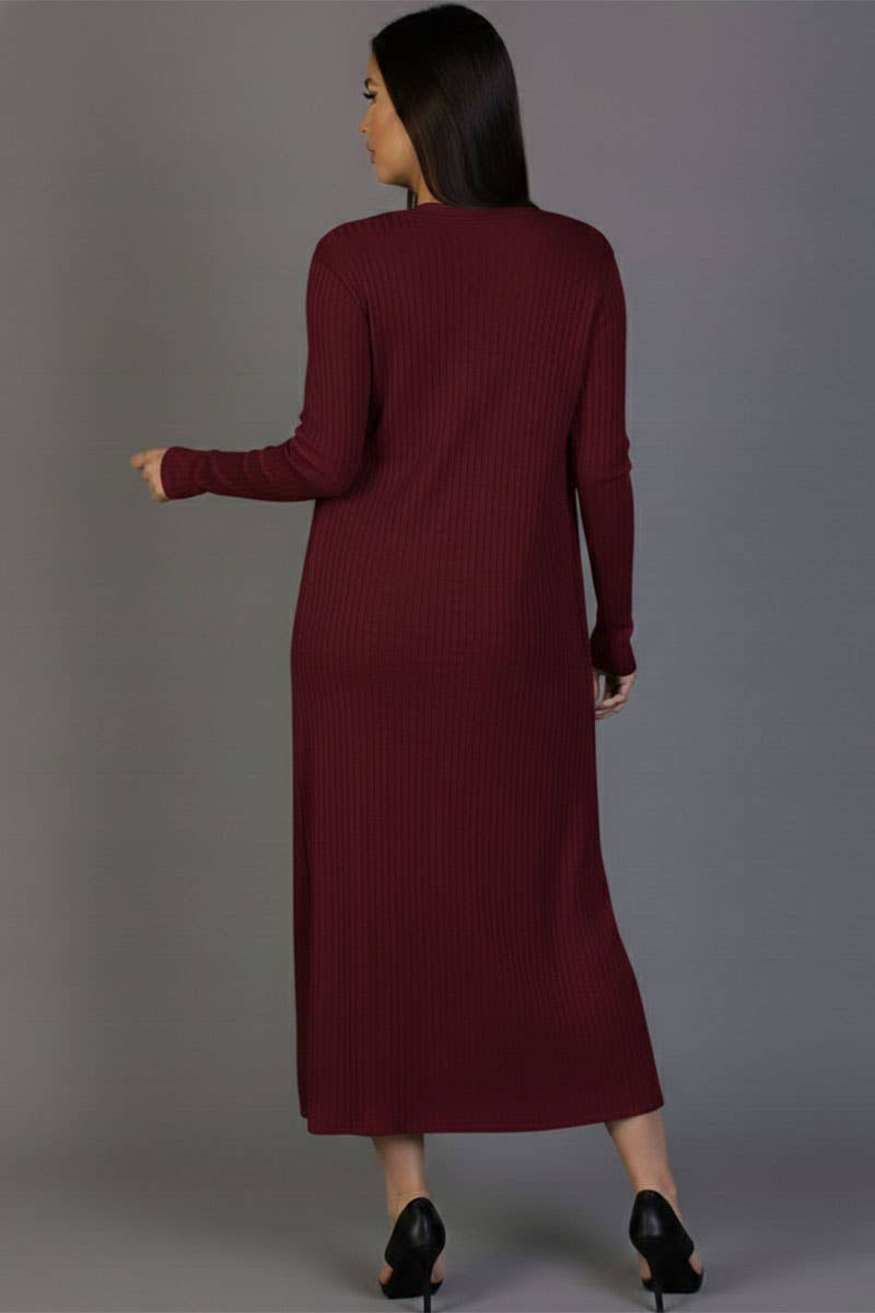 CAPELLA APPAREL - Wholesale Dress - Women's - Ribbed Cardigan & Cami Midi Bodycon Dress8