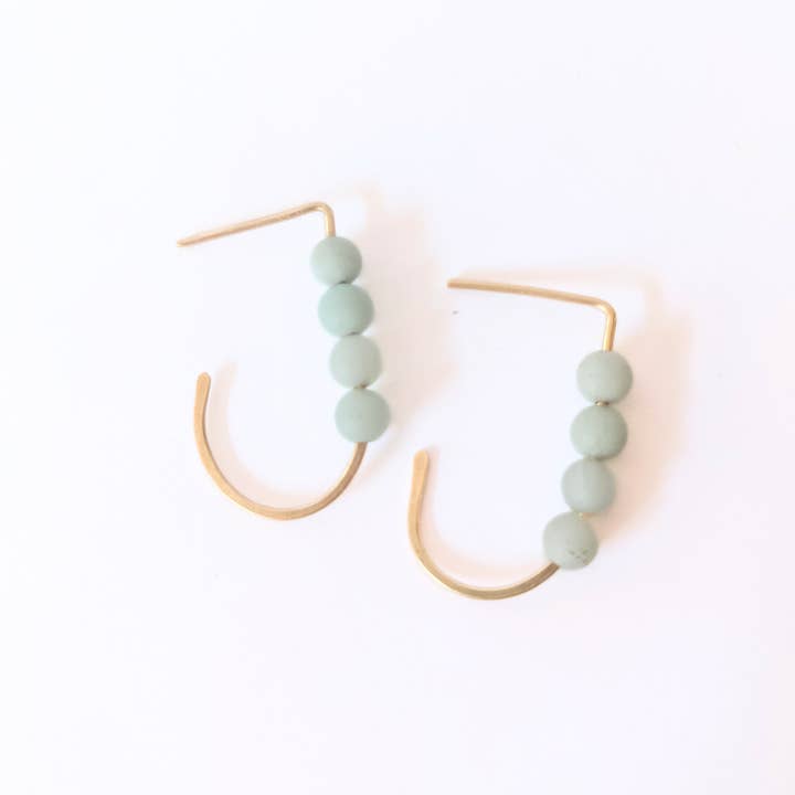 Jordan Amazonite Beaded J-Hoop Earrings in 14K Gold Filled for wholesale by Forai