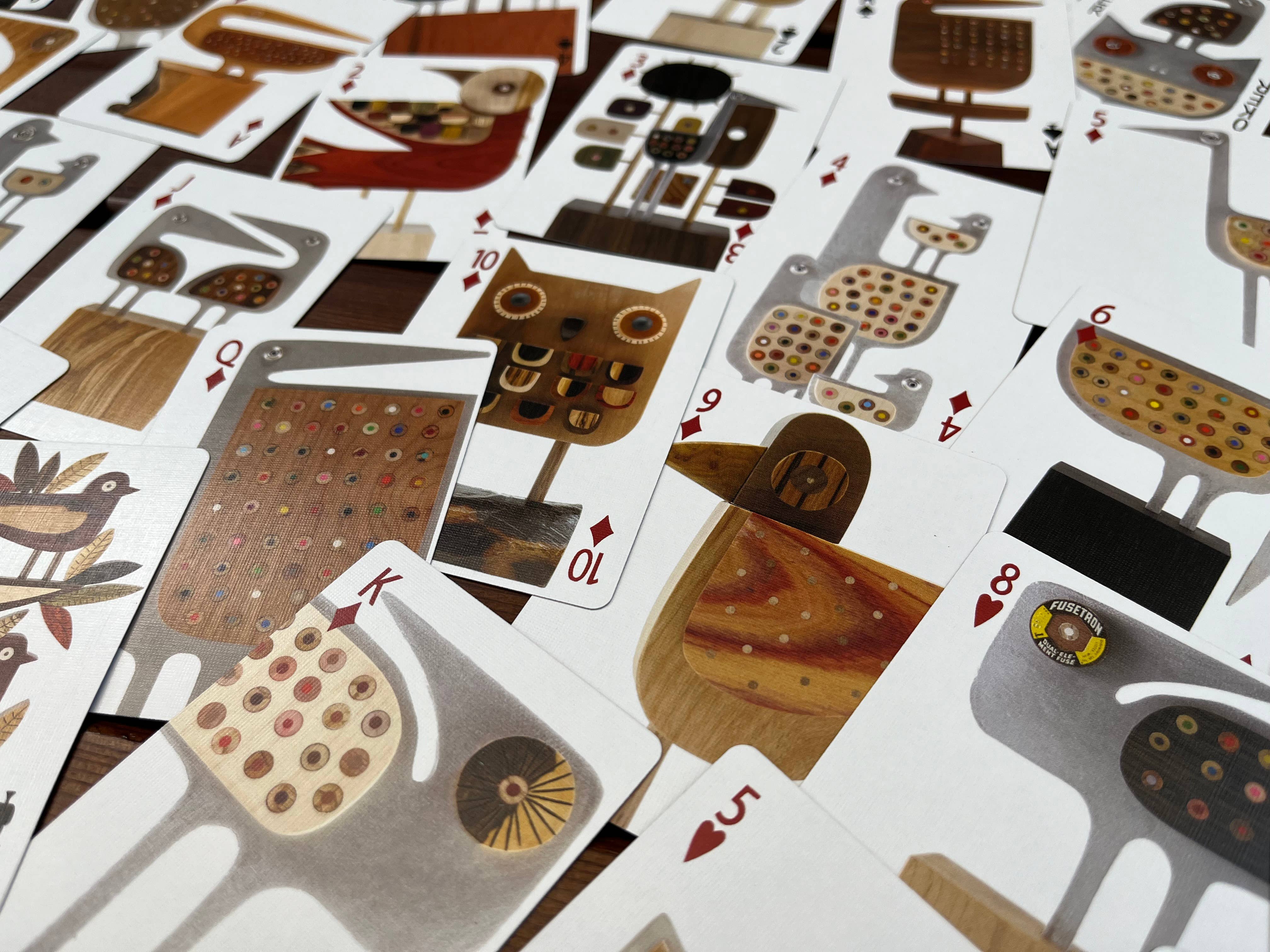 Bunny with a Toolbelt - Wholesale Playing Cards - Playing Card Deck with 54 reclaimed wood bird sculptures4