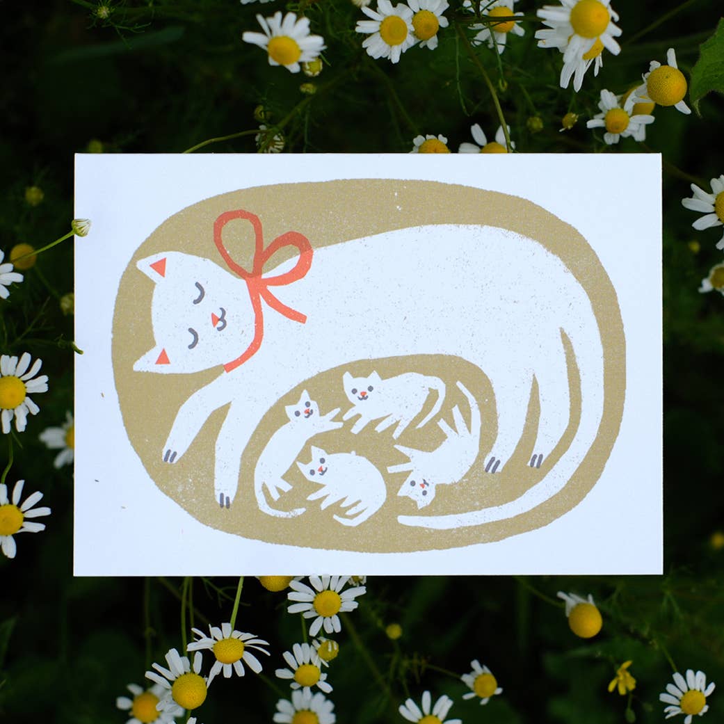 The Printed Peanut Homeware & Stationery - Wholesale Baby Card - Cat and Kittens A6 Card1