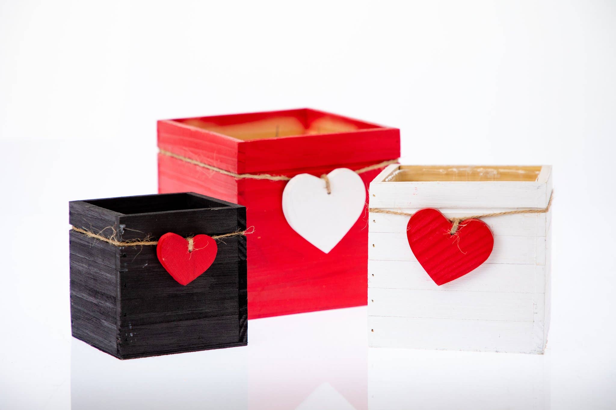 UNIMIX FLORAL - Vente Jardinière - Jardinières en bois/Conteneur - 3 couleurs assorties Cœur Saint-Valentin&Mday7