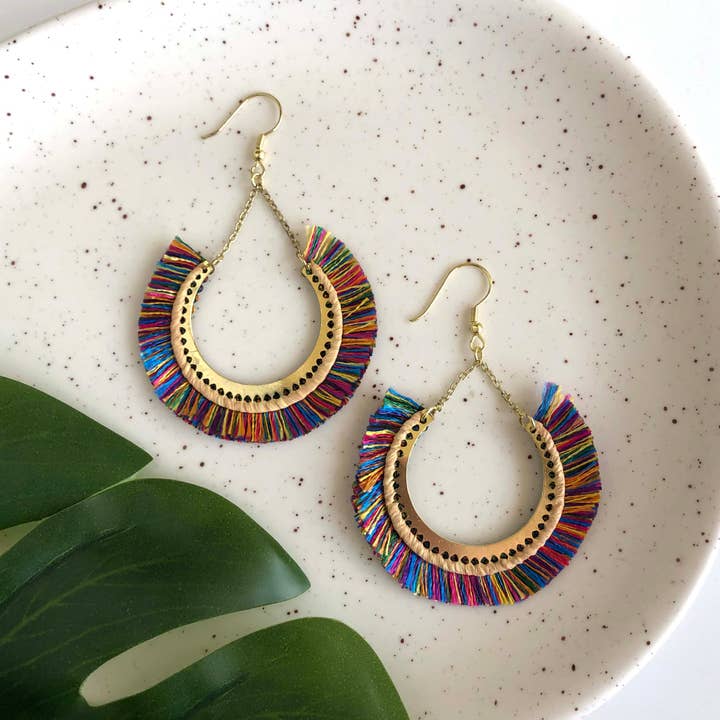 Contoured Fringe Earrings - Multi for wholesale by WorldFinds