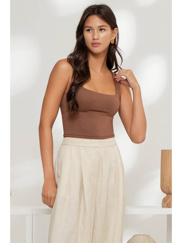 The Workshop Studio - Wholesale Knit top – Women's - REVERSIBLE CROPPED SQUARE NECK TANK2