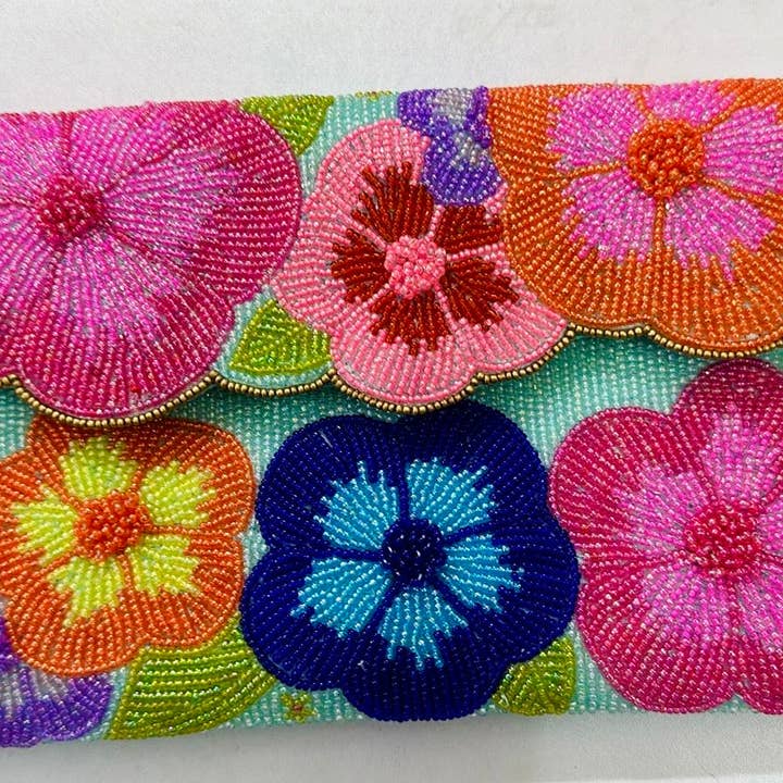 Bolso de mano Floral Paradise Aqua para venta al por mayor de Pria Handmade Accessories