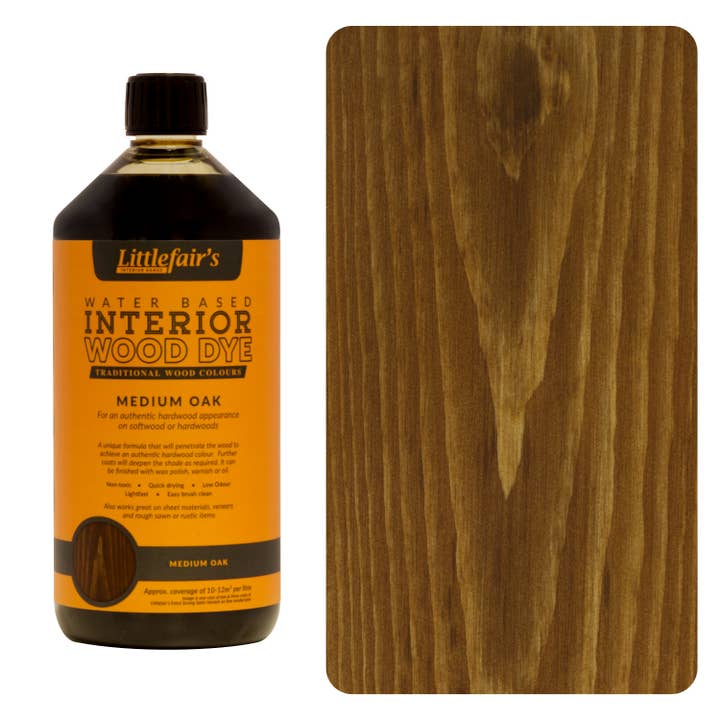 Wood Stain Water-based - Medium Oak for wholesale by Littlefairs Wood Finishing Products Ltd