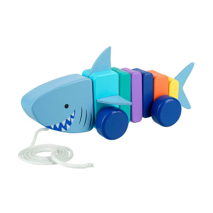 Orange Tree Toys - Wholesale Wood Toy - Kids - Shark Wooden Pull Along0