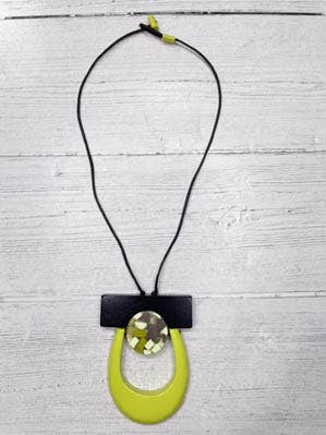 Alisha.D Lime Green Wooden Necklace for wholesale by LIOR / ALISHA D