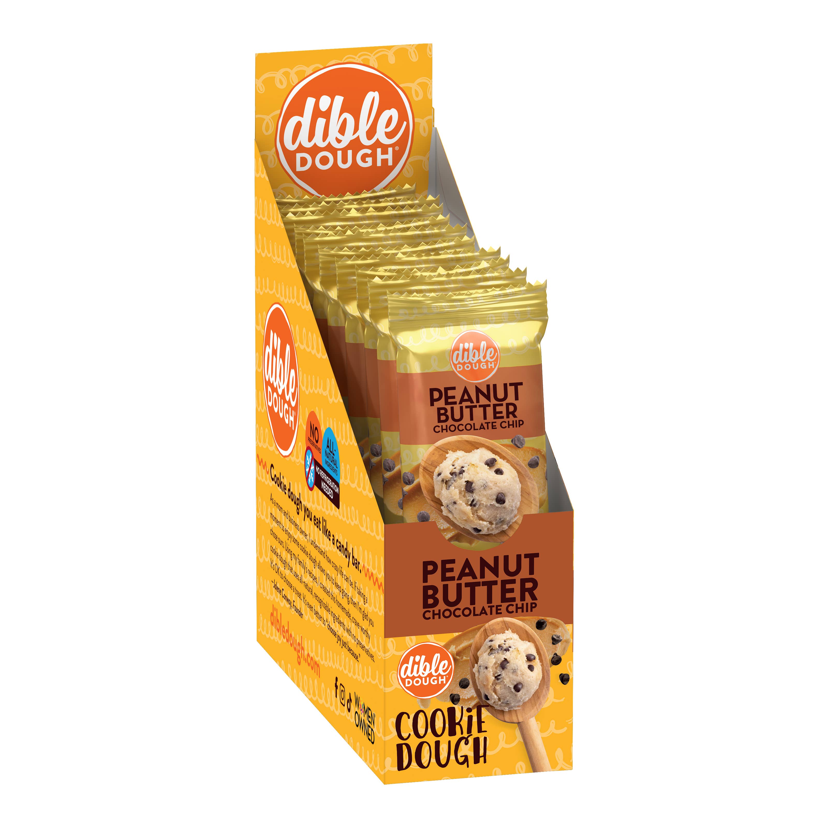 Dible Dough, LLC - Wholesale Cookie Mix - Peanut Butter with Chocolate Chips Cookie Dough Bar1