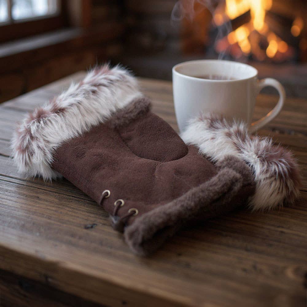 Sensibling Corp. - Wholesale Handschoenen - Dames - Tweegekleurde Vachtomrande Vingerloze Handschoenen4