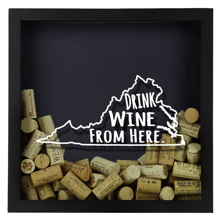 Torched Products - Wholesale Sign - Drink Wine From Here Beer Cap Shadow Box - Black36