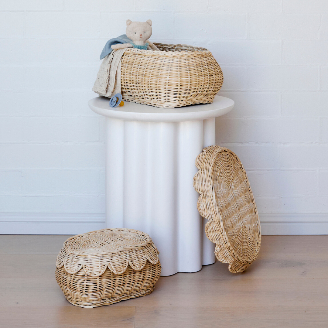 BEBE BASK® – wholesale Storage bin – Child & baby – FLORA RATTAN SCALLOP BASKET SET3