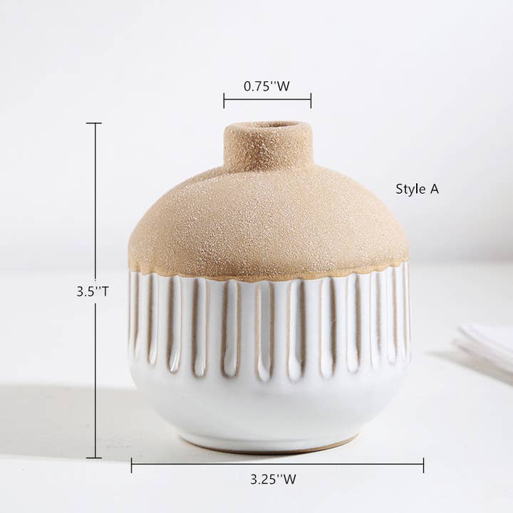 Sweet Home Deco – wholesale Vase – Rustic Frosted /Glazed Ceramic Bud Vase, Small Boho Vase,